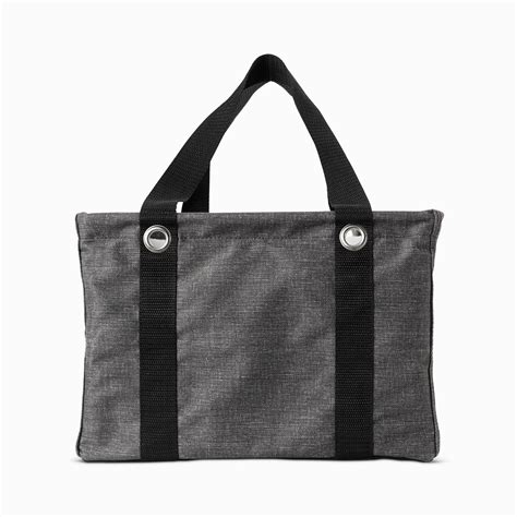 Grid Tote in Charcoal .